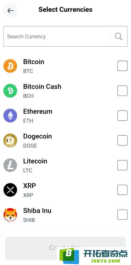 BitPay 钱包评论：选择加密货币。