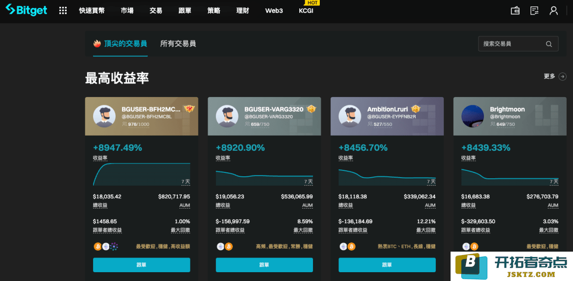 Bitget交易所一键跟单教学