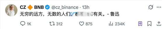 赵长鹏：无数的人们都和BSC有关！币圈鲁迅语录爆红 Meme币LUXUN暴涨